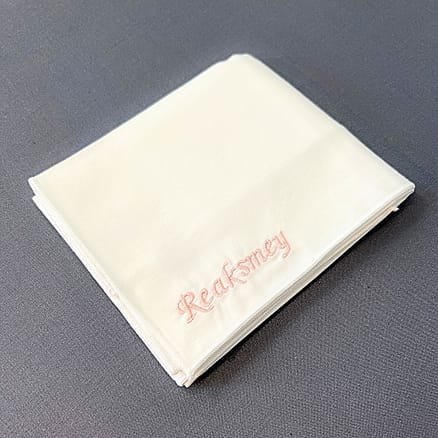 white handkerchief personalized with embroidery