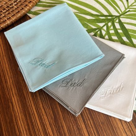 personalized father's day gift - set of 3 large men's handkerchiefs with custom embroidery