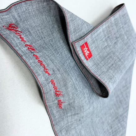 embroidered gray linen handkerchief