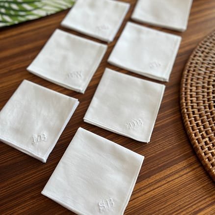 white monogrammed handkerchiefs