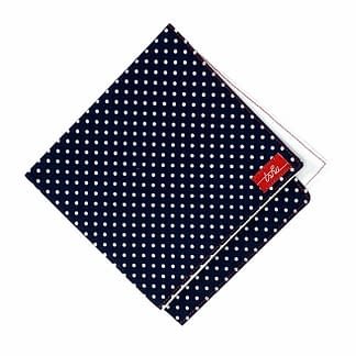 navy handkerchief with white polka dots